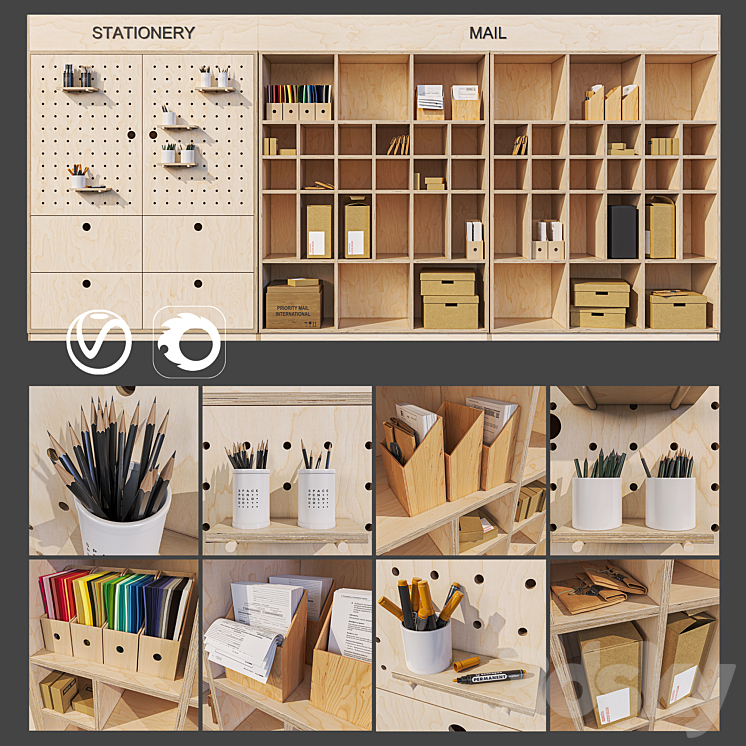 Shelving for office \/ play \/ nursery No. 2 3DS Max Model - thumbnail 1
