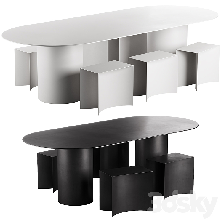 126 Desalto MM8 table with Void stool 3DS Max - thumbnail 1