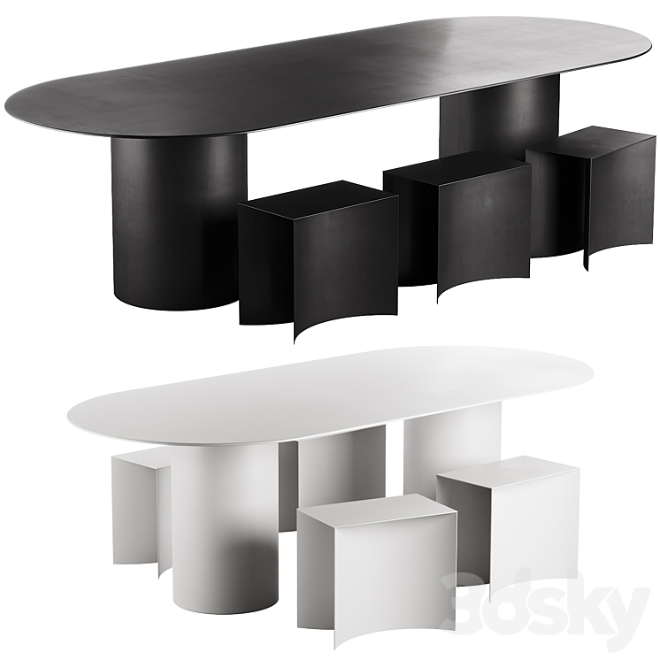 126 Desalto MM8 table with Void stool 3DS Max - thumbnail 2