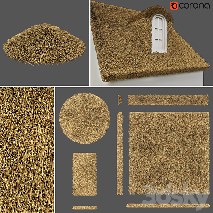 Thatched roof set \/ Thatched roof. Constructor. 3DS Max - thumbnail 1