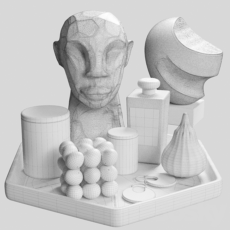 Collection of decorative set with bust and perfume 3DS Max Model - thumbnail 2