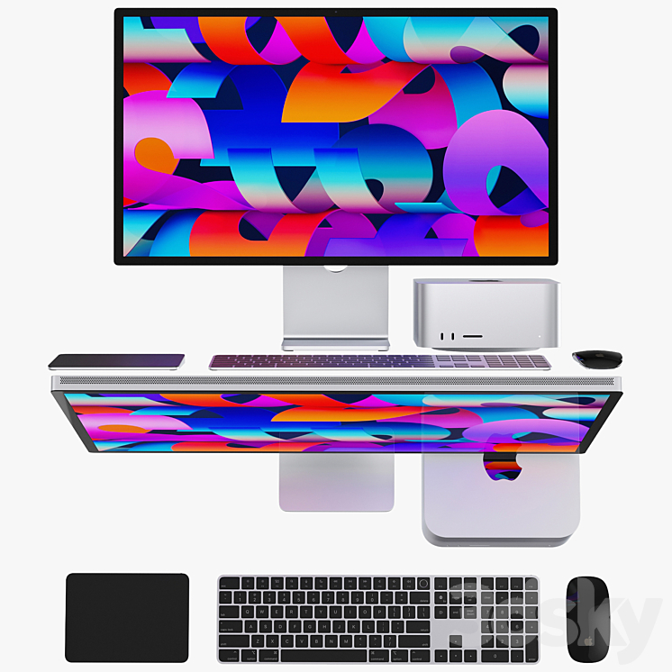 Apple Studio Display and Mac studio full set 3D Model