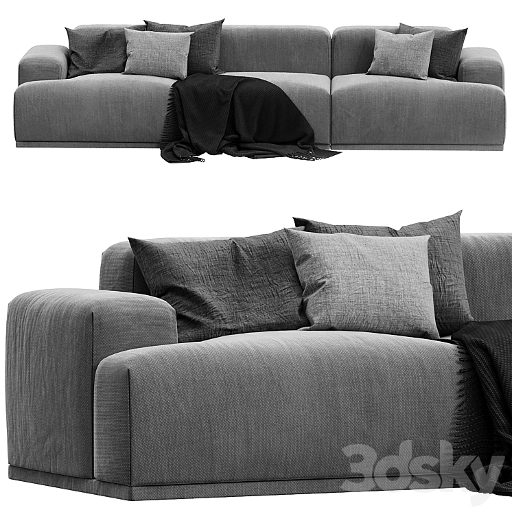 Connect Sofa 3 Seater Fabric Steelcut Trio gray 3DS Max Model - thumbnail 1