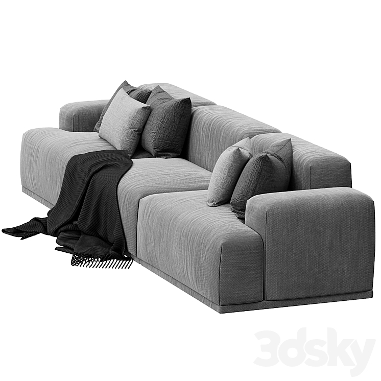 Connect Sofa 3 Seater Fabric Steelcut Trio gray 3DS Max Model - thumbnail 2