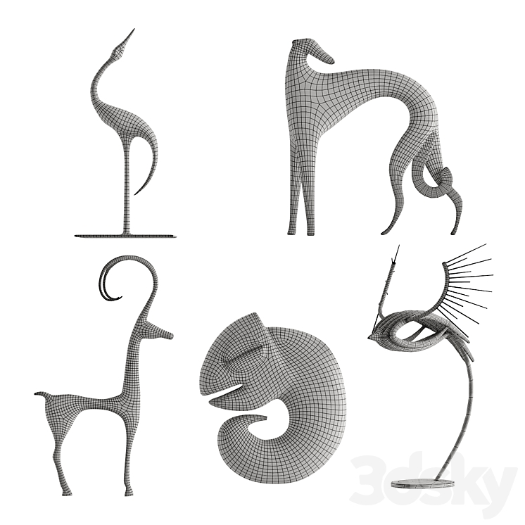 Abstract Animal Sculptures 03 - Sculpture - 3D model