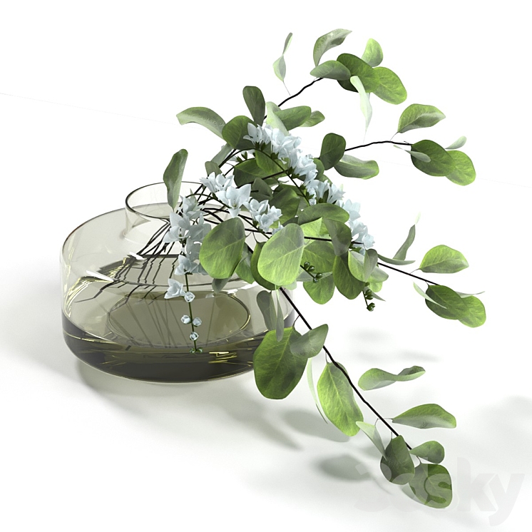 Bouquet with freesias and eucalyptus 3DS Max Model - thumbnail 2