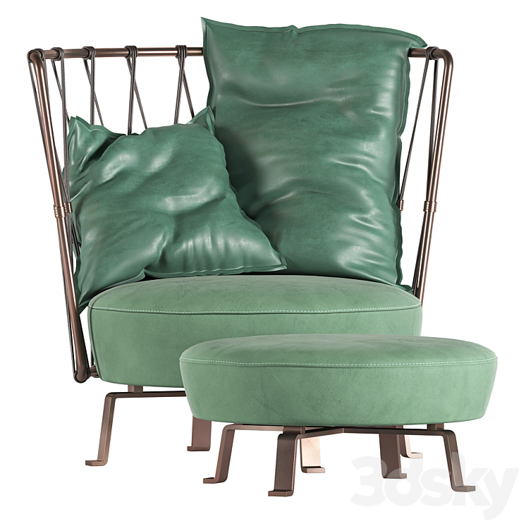 Armchair and Pouffe Baxter Pedro 3D Model
