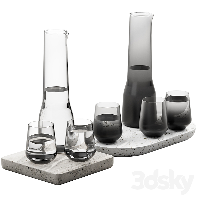 132 dishes decor set 07 iittala essence clear and smoked 3D Model
