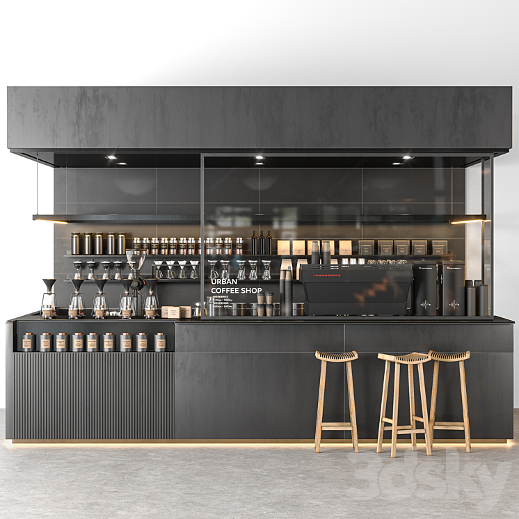 urban coffee shop 3D Model Free