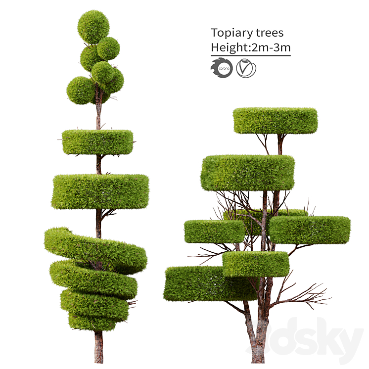 Topiary trees 3D Model