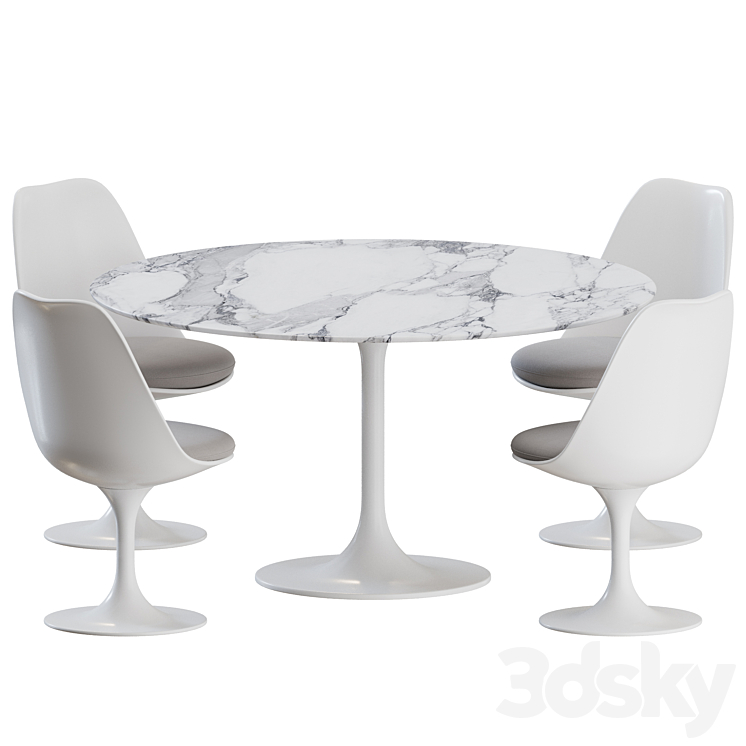 Tulip Dinning Set 01 by Knoll 3DS Max Model - thumbnail 2