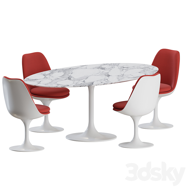 Tulip Dinning Set 02 by Knoll 3DS Max - thumbnail 1
