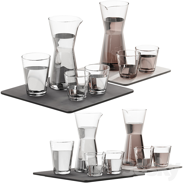 133 dishes decor set 08 iittala kartio clear and linen 3D Model
