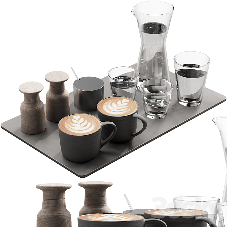 134 eat and drinks decor set 04 coffee and water 04 3D Model