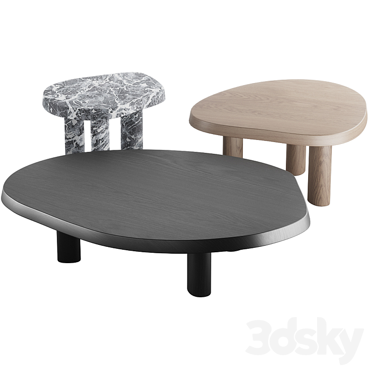 013 L Series Marble Wood Coffee Table 3DS Max Model - thumbnail 1