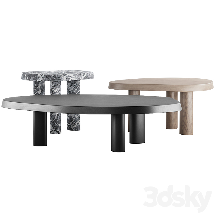 013 L Series Marble Wood Coffee Table 3DS Max Model - thumbnail 2