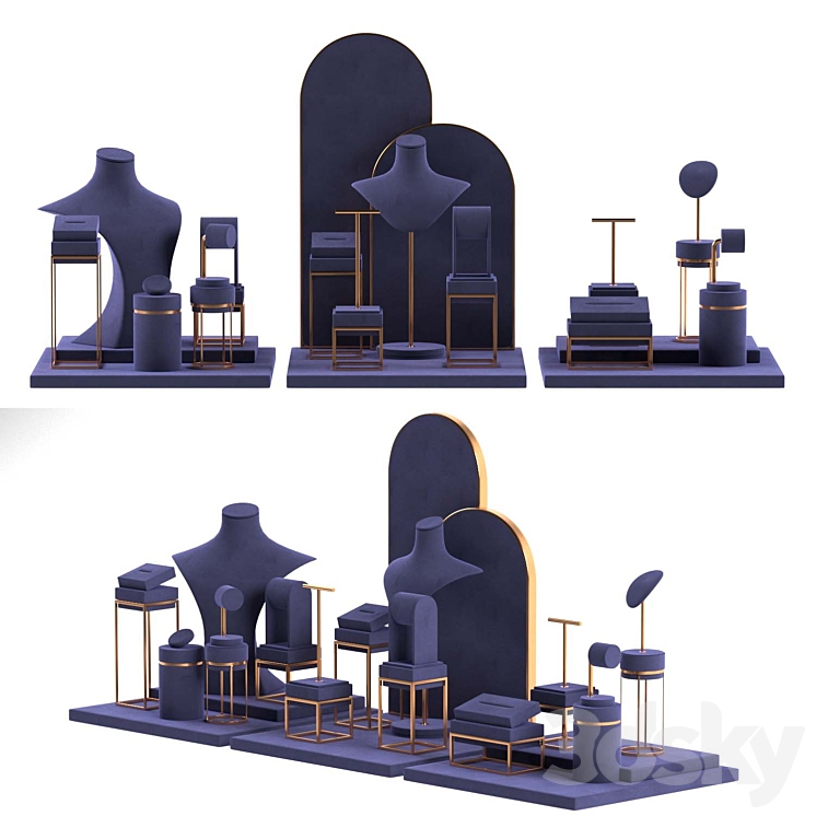 Custom Jewelry Display Set 3D Model