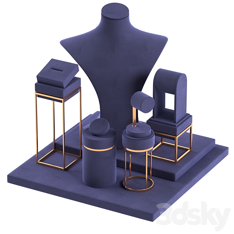 Custom Jewelry Display Set 3D Model Free