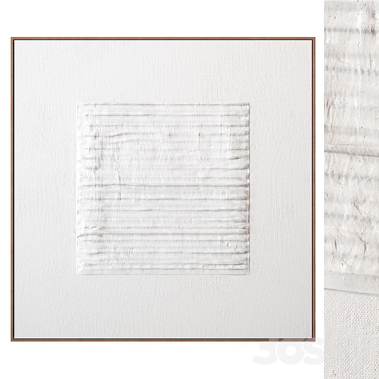 Wall textured plaster artwork in a frame 3DS Max - thumbnail 1