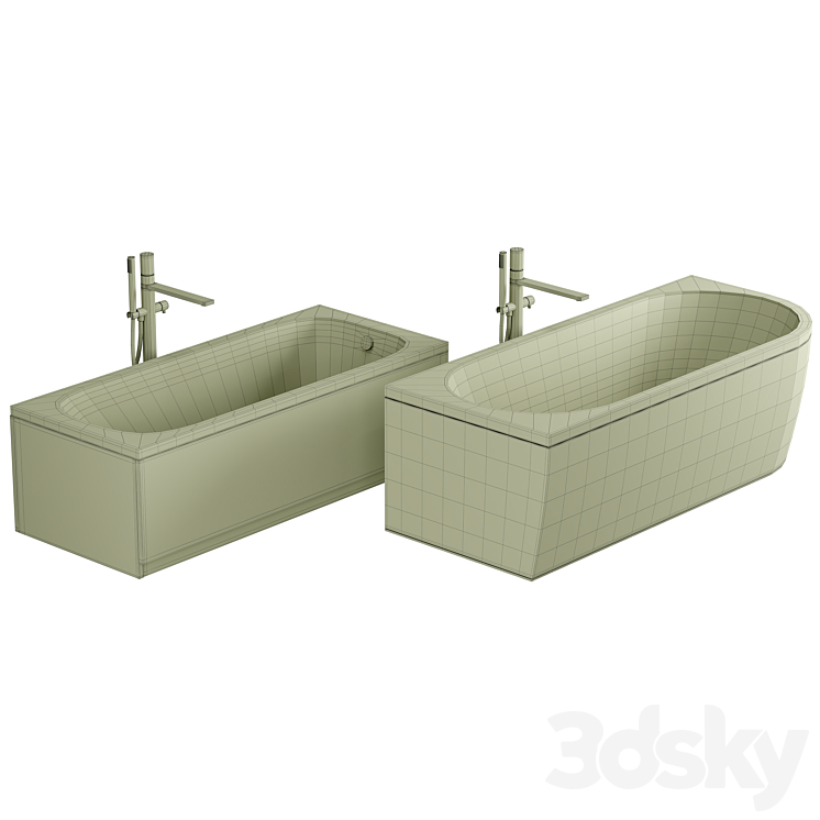 Acrylic bathtub Cezares Plane Solo Mini 160×70 3DS Max - thumbnail 2