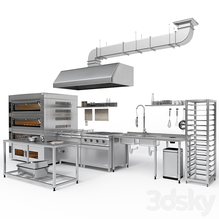 Industrial Kitchen Equipments 3DS Max Model - thumbnail 2