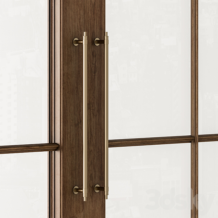 Neo Classic Glass and Wood Door Set 42 3DS Max Model - thumbnail 2