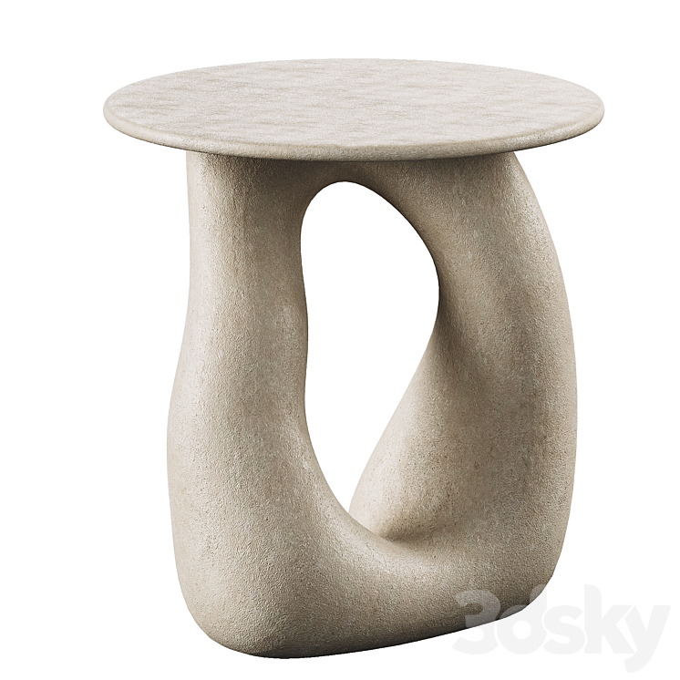 Sandstone Gabrielle Side Table Handsculped by Hermine Bourdin 3DS Max - thumbnail 2