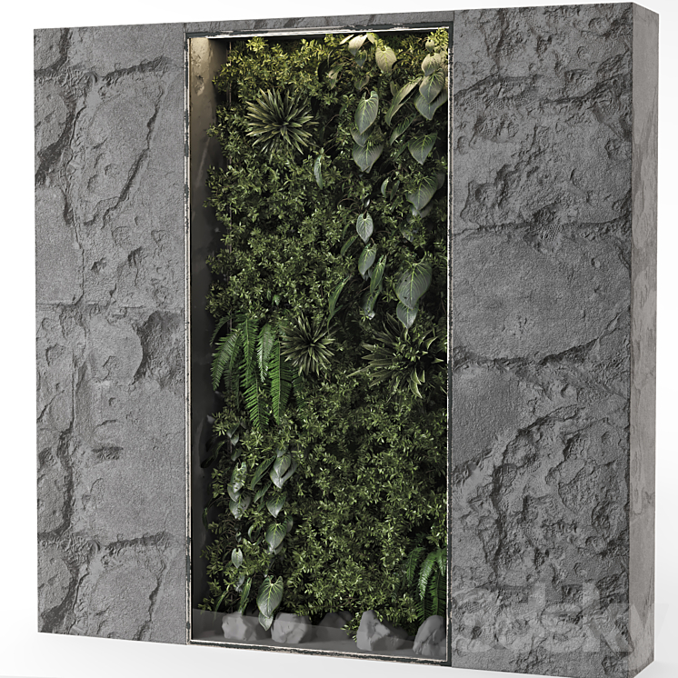 Indoor Wall Vertical Garden Behind the Glass – Set 698 3D Model