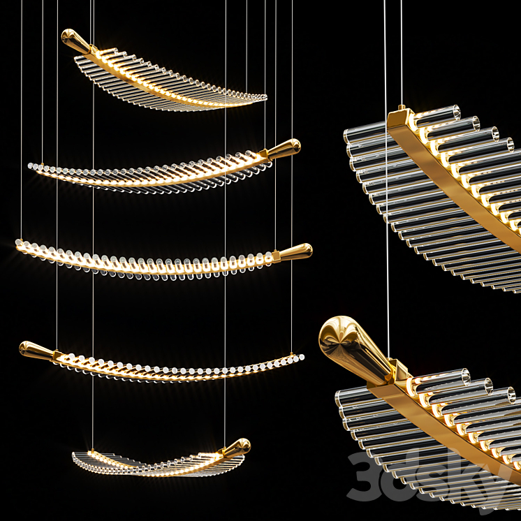 Pokinis Feather Modern Spiral Chandelier 3DS Max - thumbnail 1