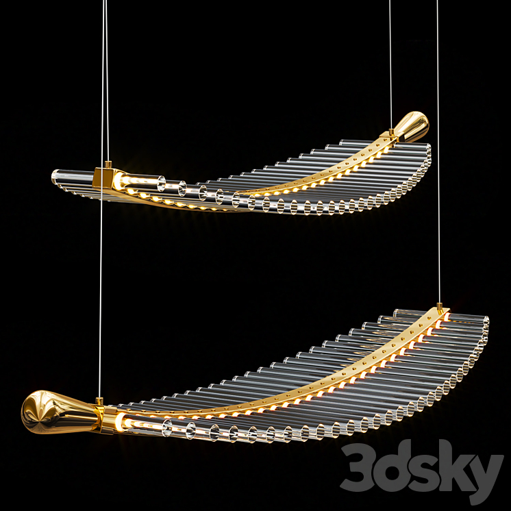 Pokinis Feather Modern Spiral Chandelier 3DS Max - thumbnail 2
