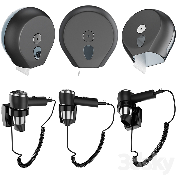 Accessories for public toilets black set 152 part 4 3DS Max Model - thumbnail 2