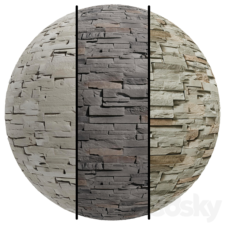 FB370 stone Facade coverings MURIA | 3MAT | PBR | Seamless 3DS Max - thumbnail 1