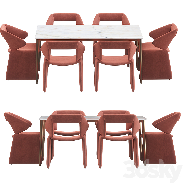 Artifort suit dining table 3DS Max - thumbnail 2