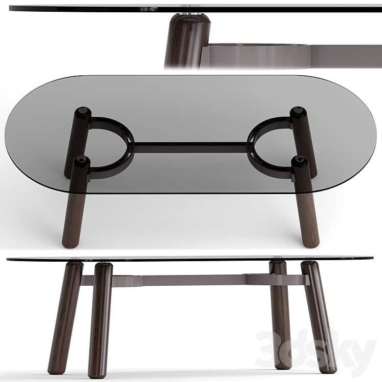 ARCO_wood and glass dining table 3DS Max - thumbnail 1