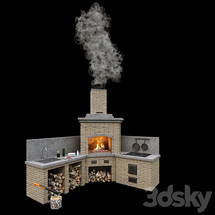 Barbecue oven 2 \/ Brick BBQ 2 3DS Max - thumbnail 2