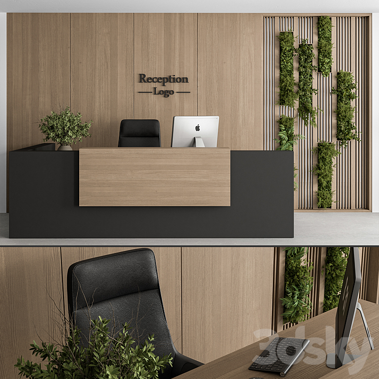 Reception Desk and Wall Decor with vertical Garden Office Set 309
