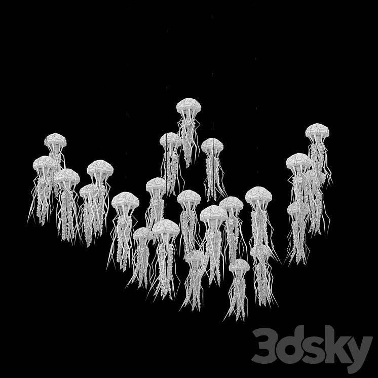 Suspended light composition Jellyfish 3D Model