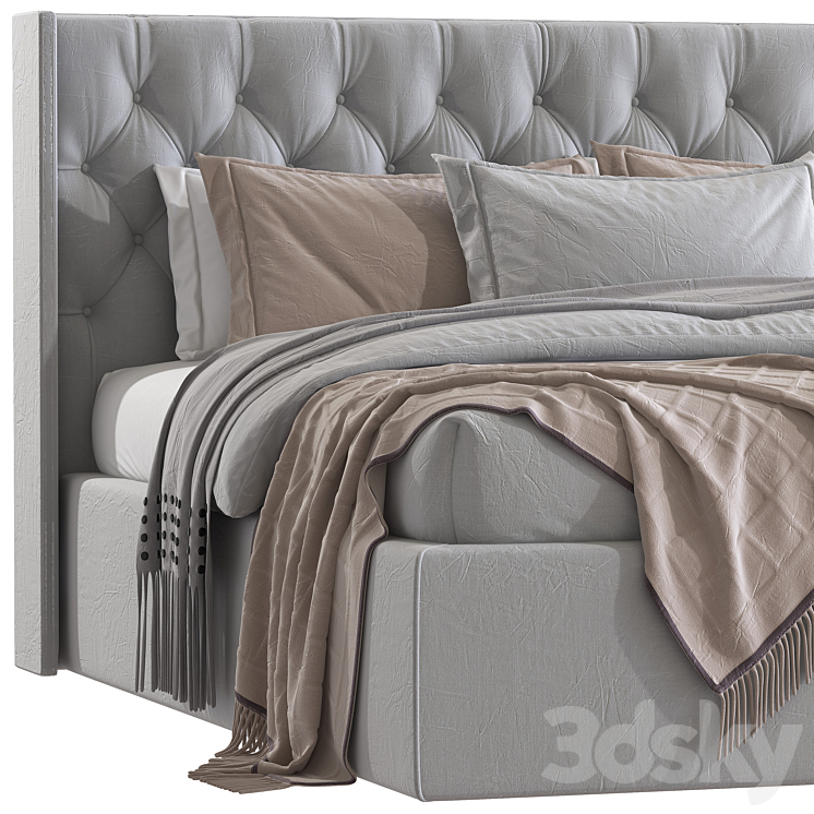 Double bed 92. 3DS Max Model - thumbnail 2