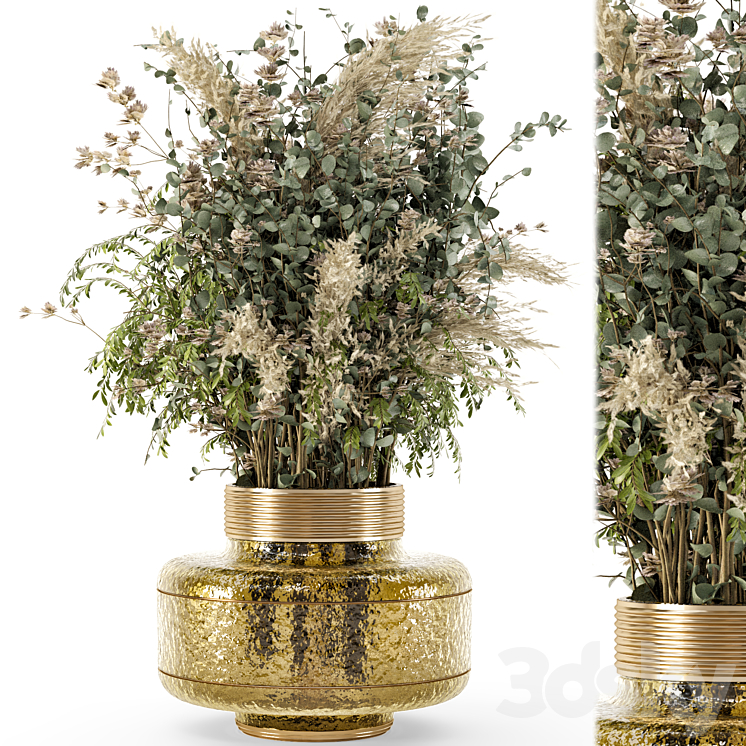 [3DSKY] Collection Indoor Plants In Glass Pots Set 722 3D Model NEW