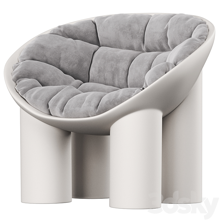 Roly Poly Polyethylene Armchair in Concrete with Cushions by Faye Toogood 3DS Max - thumbnail 2