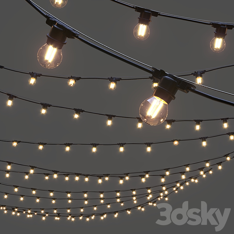 Editable Garland on a rope 3DS Max Model - thumbnail 2