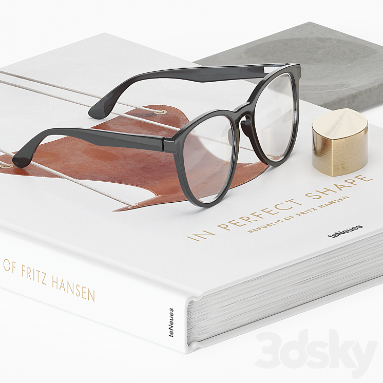 Decorative Set Glasses And Book 3DS Max - thumbnail 2