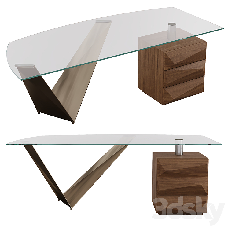 Prisma steel desk by Reflex 3DS Max Model - thumbnail 1
