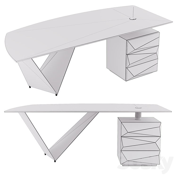 Prisma steel desk by Reflex 3DS Max Model - thumbnail 2