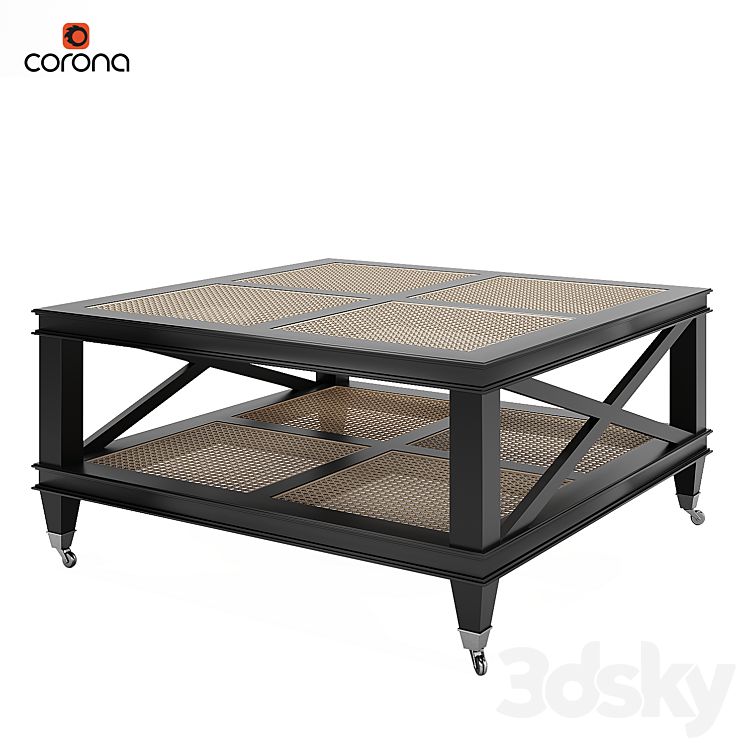 Jacqueline Wicker Shelves Coffee Table 3DS Max - thumbnail 1
