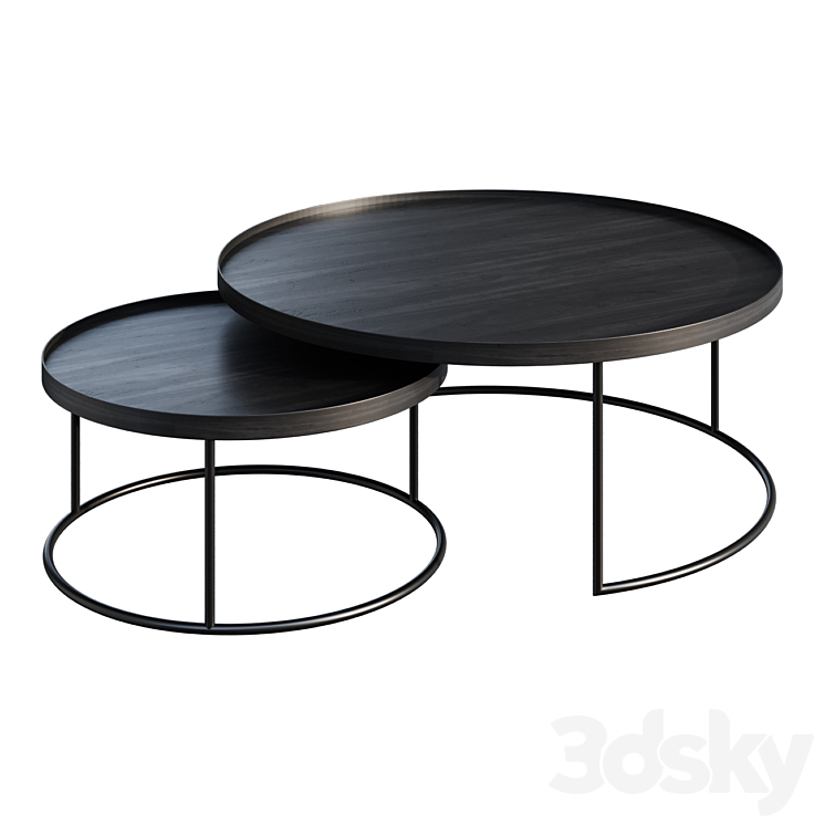 Coffee table ETHNICRAFT ROUND TRAY TABLE SET VAN 2 coffee table 3DS Max Model - thumbnail 1