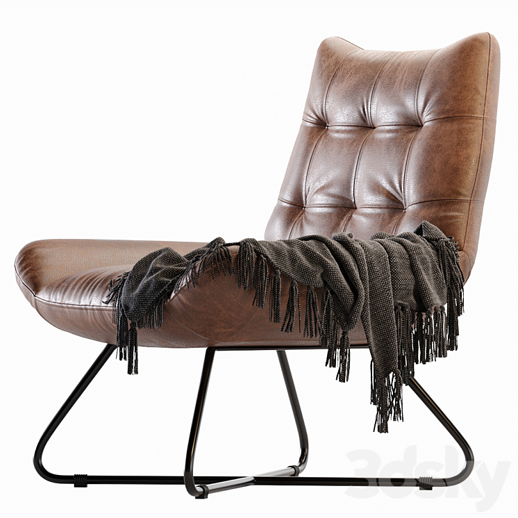 GRADUATE LOUNGE CHAIR OPEN ROAD BROWN LEATHER 3DS Max - thumbnail 2