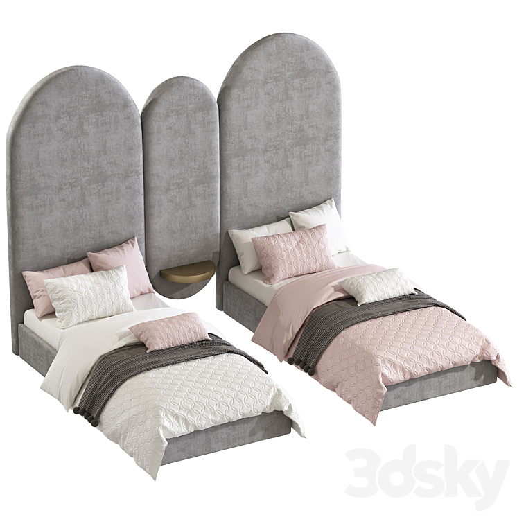 Modern style bed 250 3DS Max - thumbnail 1