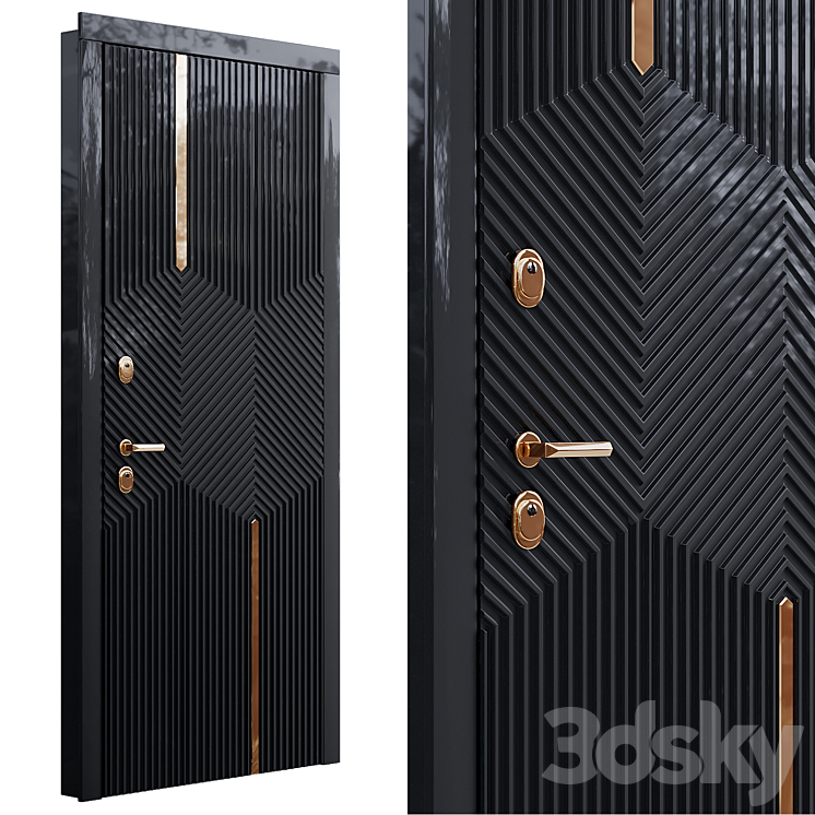 Art deco black front door 3D Model