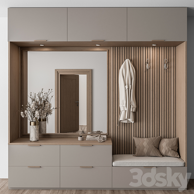 Hallway 46 – Beige and Wood Entrance 3D Model